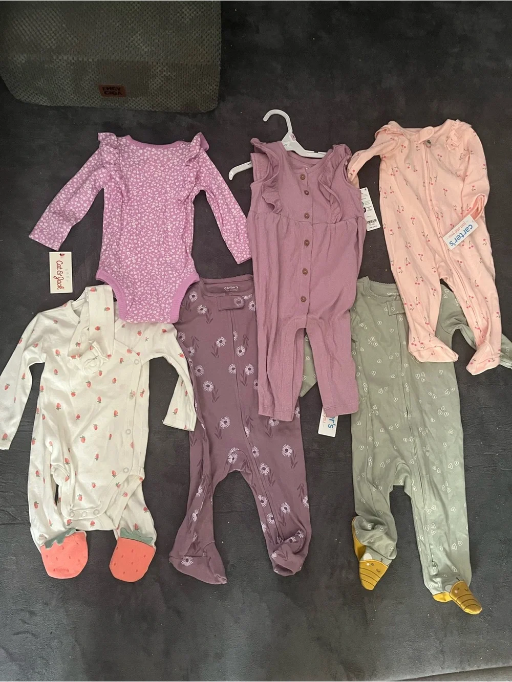 Lot of Brand New 6M Baby Girl Onesies - Carter’s Cat & Jack